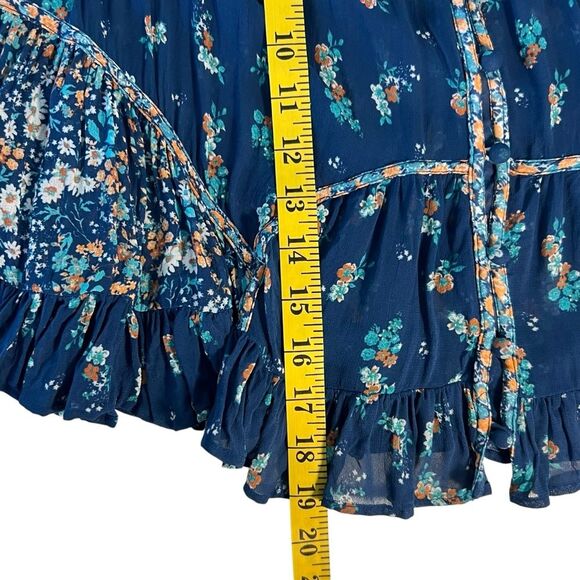 Anthropologie Womens Babydoll PeasantTop Size L Floral Boho Sheer Croppped - Picture 8 of 11